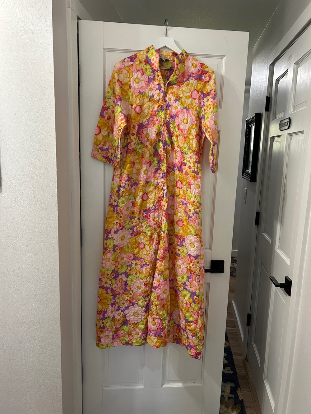 Vintage Quilted Floral Housecoat